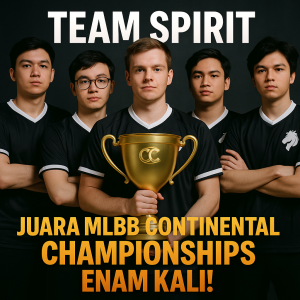 Generate an high-quality featured image prompt for a blog post about: Team Spirit Juara MLBB Contine